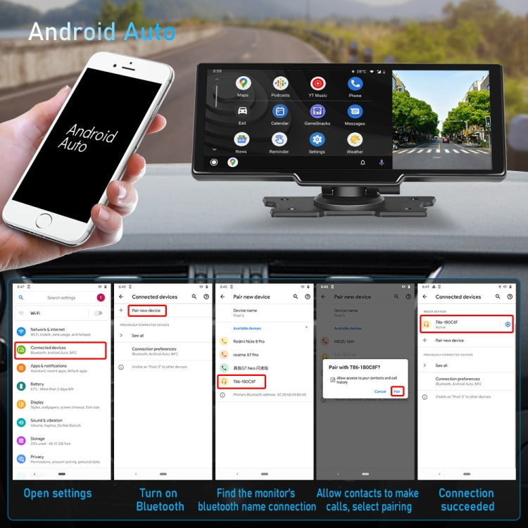 Car 10.26 Inch Portable Wireless CarPlay Display Android Auto Mobile Phone Screen, A3073 10.26 Inch Car 10.26 Inch Portable Wireless CarPlay Display Android Auto Mobile Phone Screen, A3073 10.26 Inch